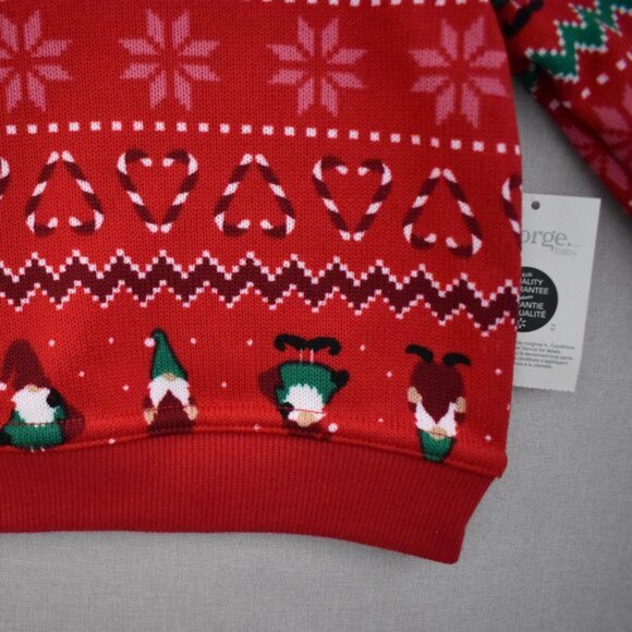 George Candy Cane Heart Gnomes Sweater 0-3 Months - Picture 3 of 5